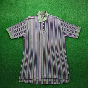 Vintage Dockers Polo Shirt Mens Large Tall Vertical Stripe 90s Retro Dad Style